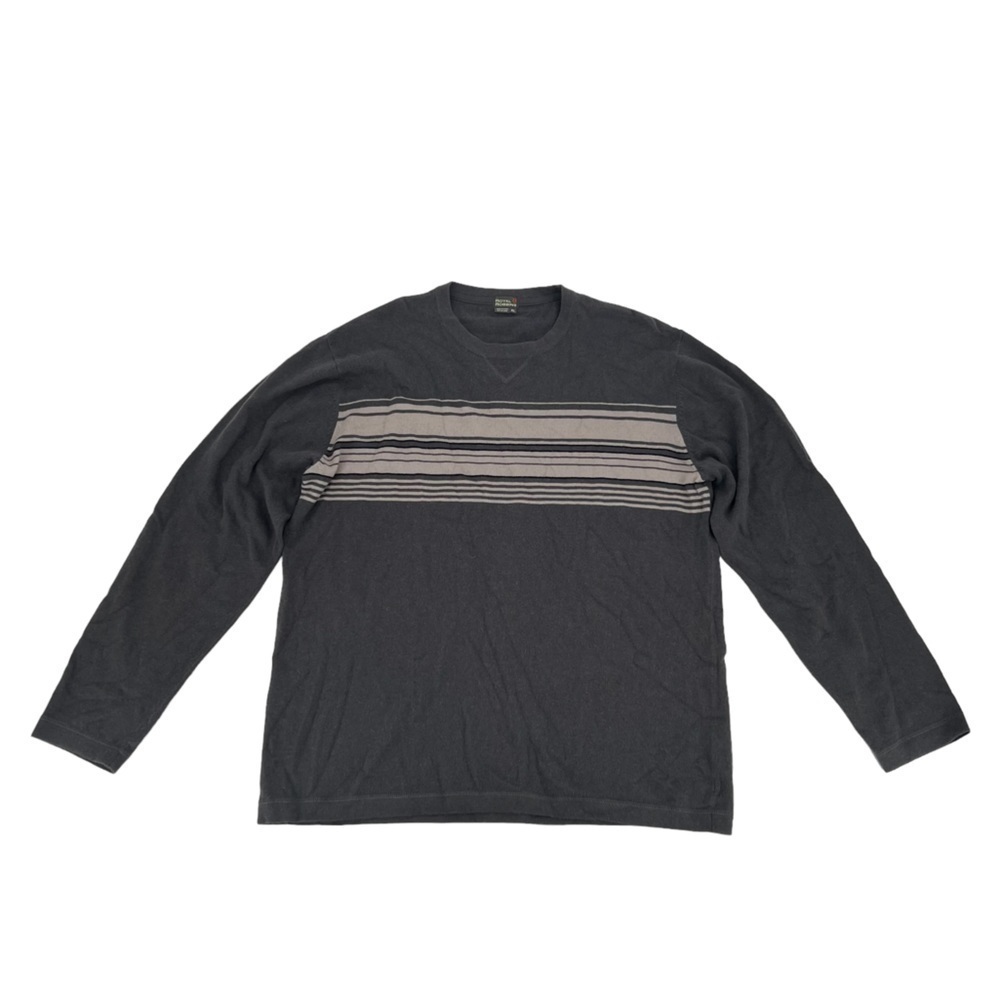Royal Robbins Gray Striped Long Sleeve Angora Rabbit Hair Sweater Size XL Men’s